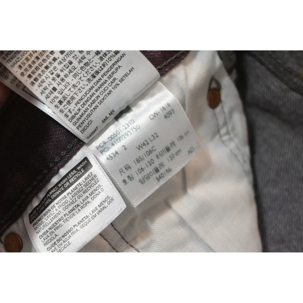 Levi's 501 Jeans Mens 42x30 Purple White Oak Cone Denim Button Fly Straight